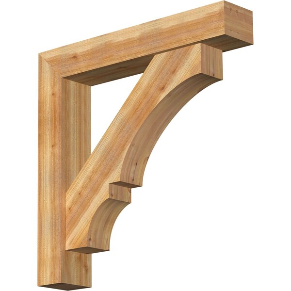 Ekena Millwork Balboa Block Rough Sawn Bracket w/ Offset Brace, Western Red Cedar, 8"W x 44"D x 44"H BKT0806X44X44BOA05RWR - main